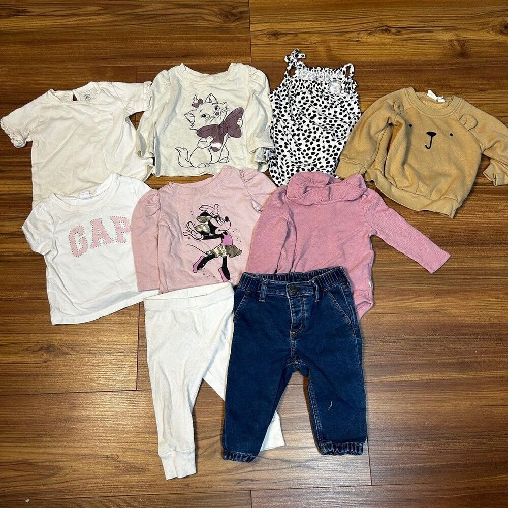 Baby Gap Disney Old Navy Girls Clothes Lot 6-12 Months Minnie Mouse Marie 8pc